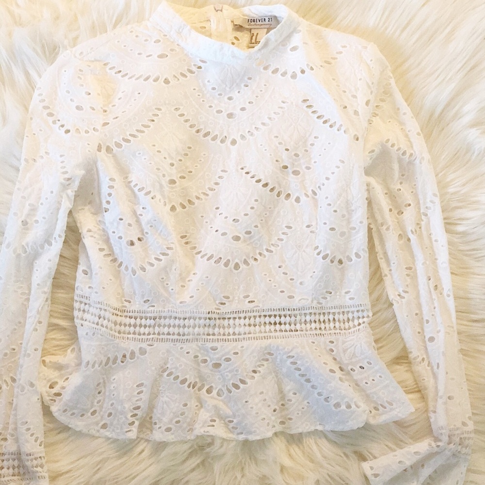 Forever 21 eyelet bell sleeve top